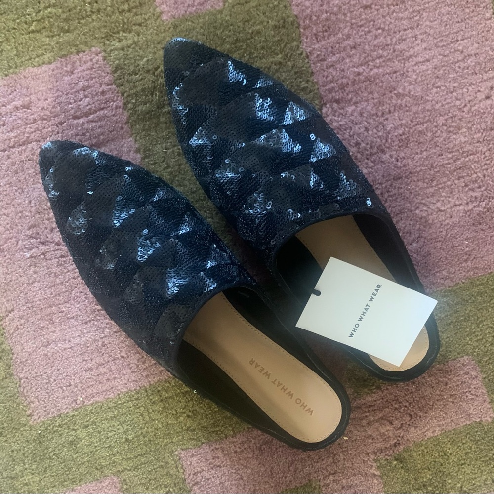 Sequin Black Mules 11!
